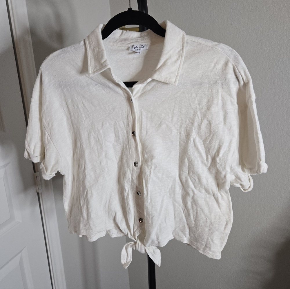 Splendid Cream Button-Down Women Top